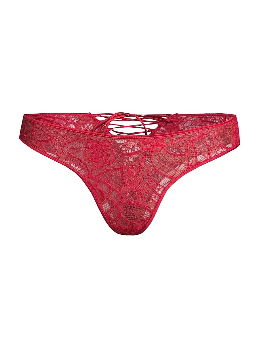 Kiki de Montparnasse Women's Coquette Floral Lace Briefs - Red - Size Large