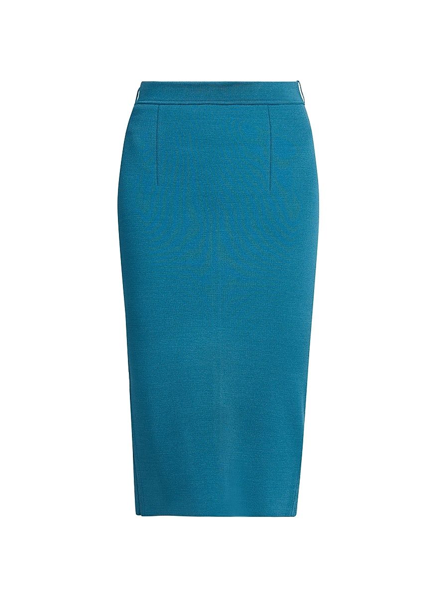Women's Stretch Knit Knee-Length Skirt - Deep Teal - Size Large
