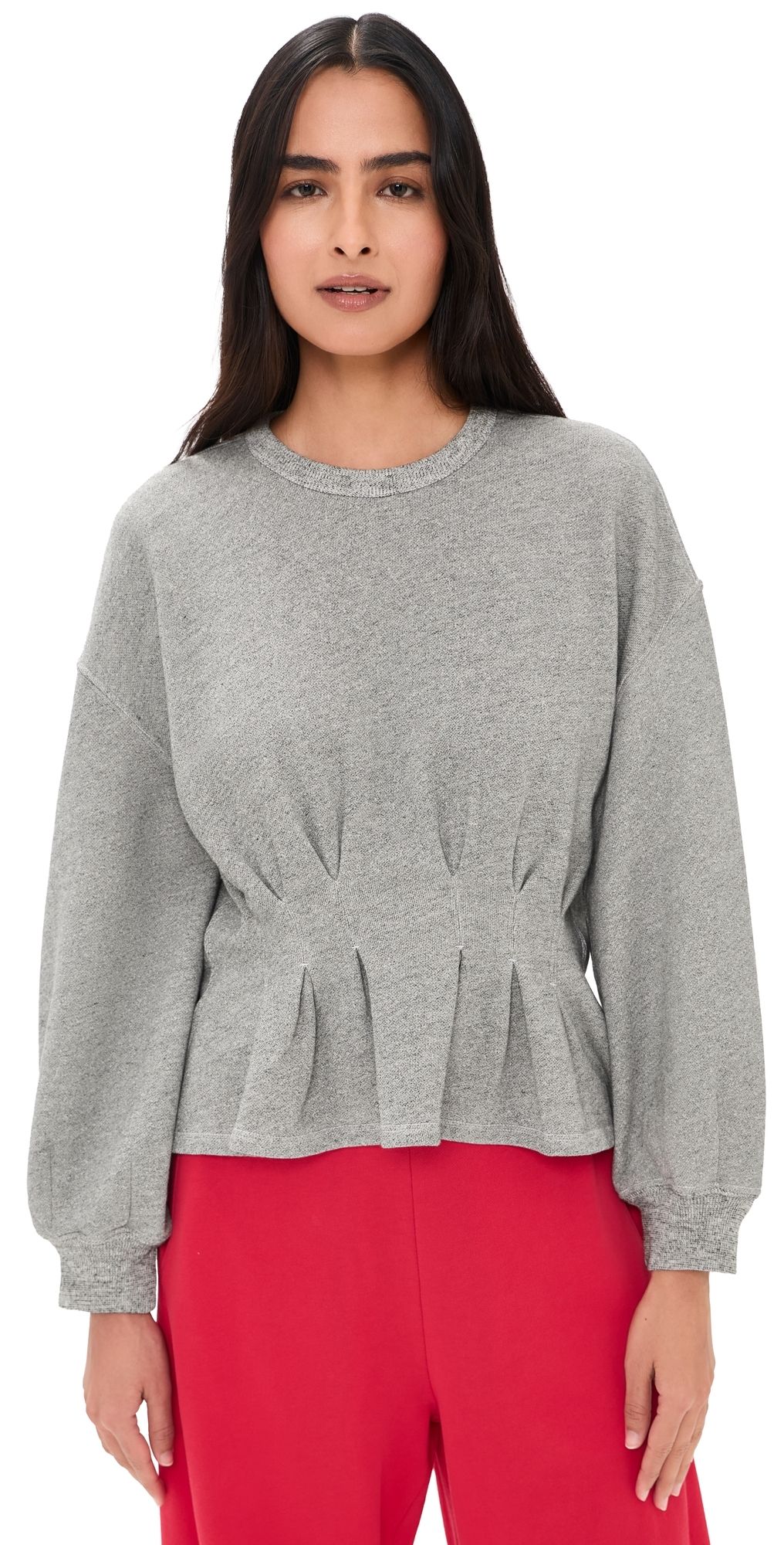 THE GREAT. The Slouchy Corset Sweatshirt Varsity Grey 1