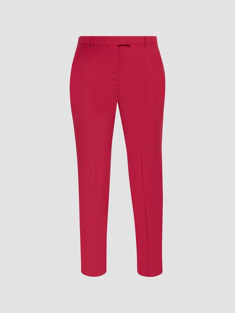 Alexander McQueen Women's Elongated Wool-Mohair-Blend Cigarette Pants - Bordeaux - Size 8