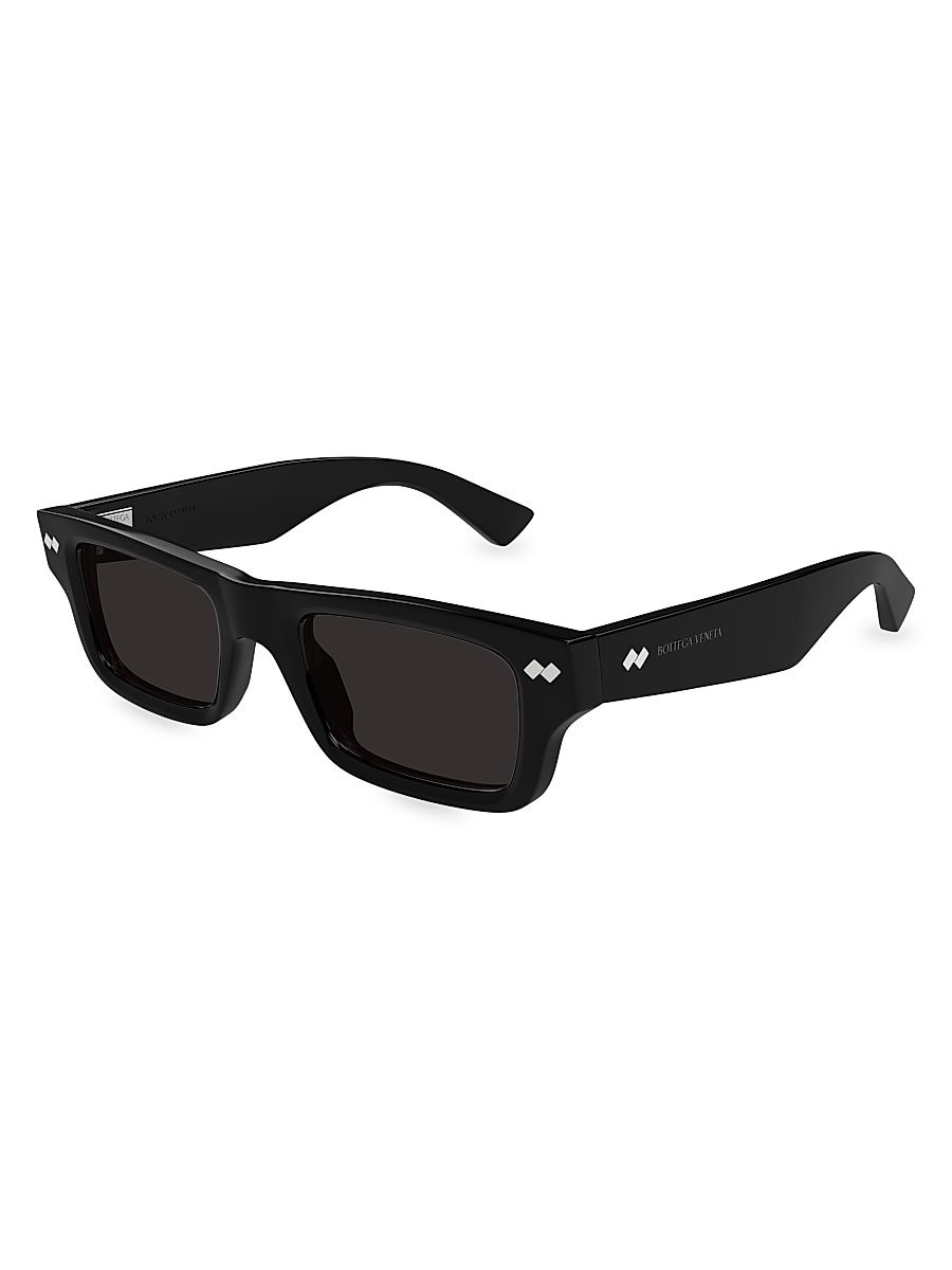 Men's Bold Ribbon Stud 50MM Square Sunglasses - Black