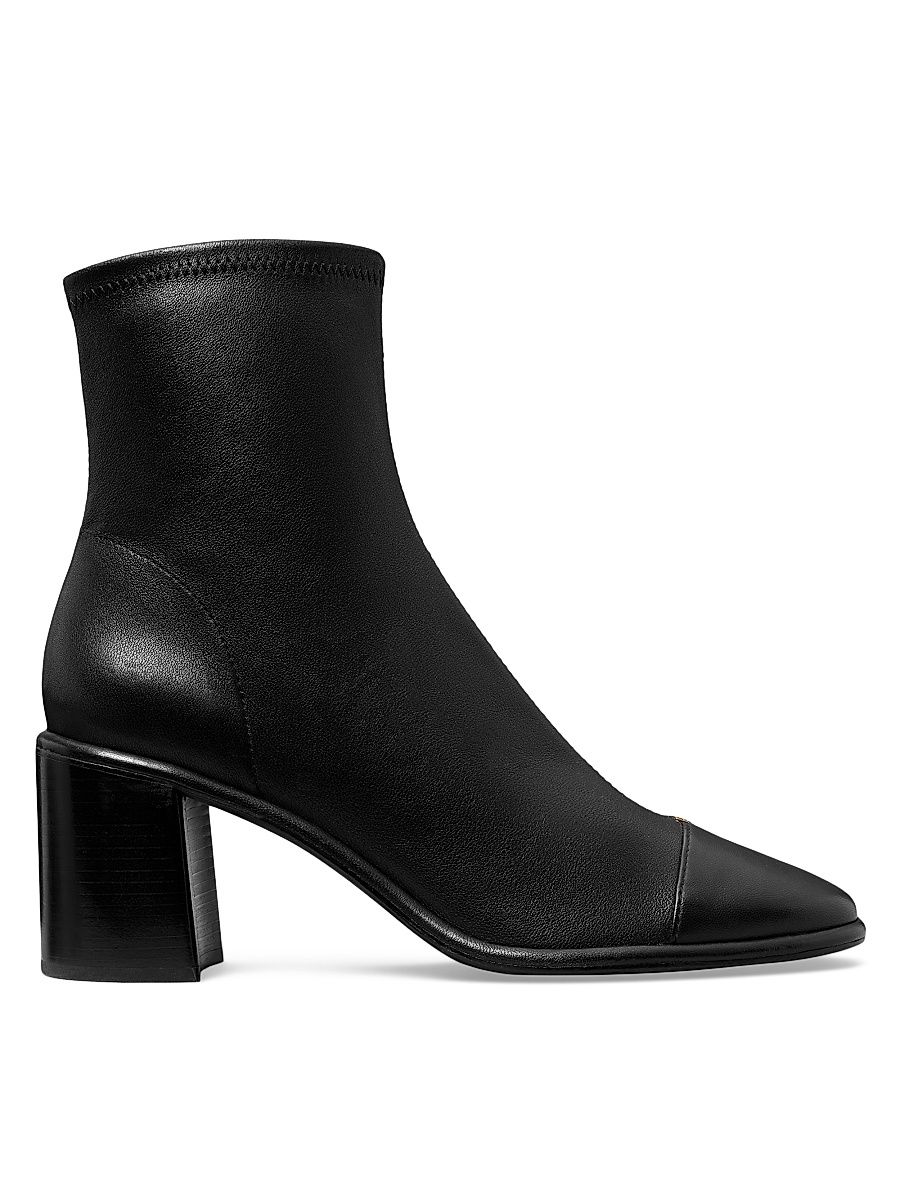 Women's Cap-Toe 70MM Leather Ankle Boots - Black - Size 9.5