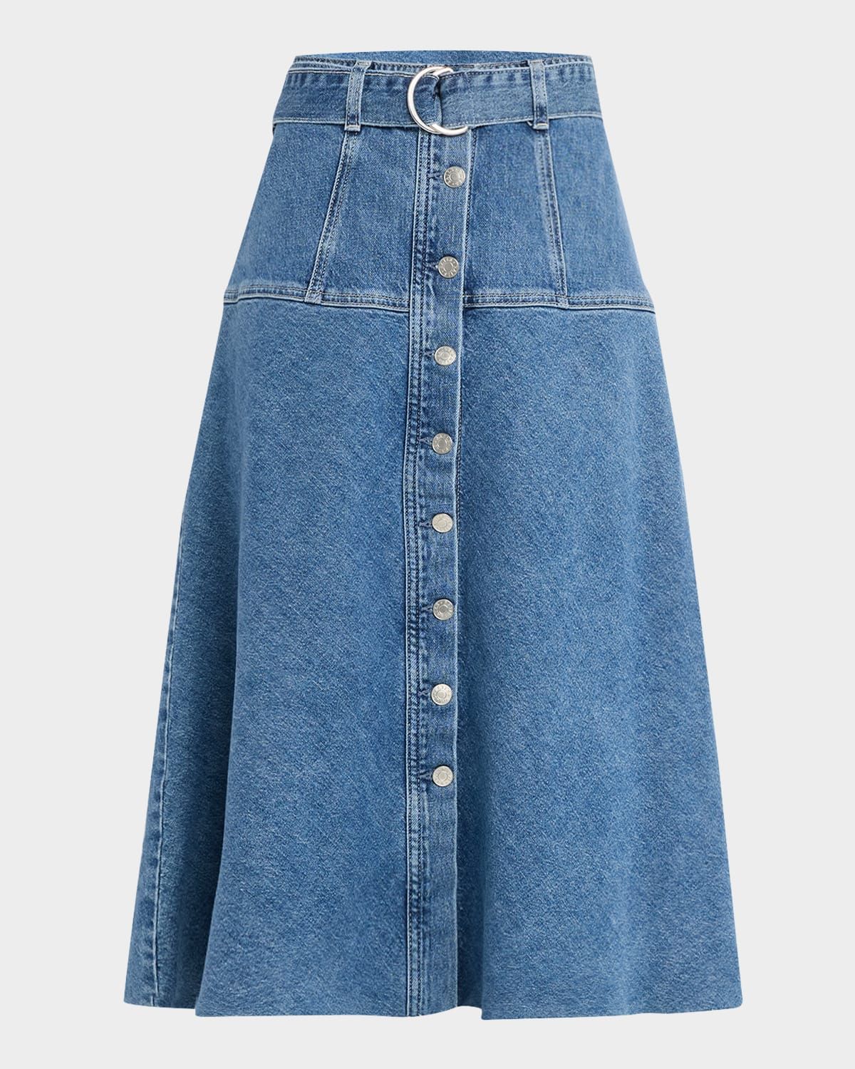 Loma Belted Denim Midi Skirt