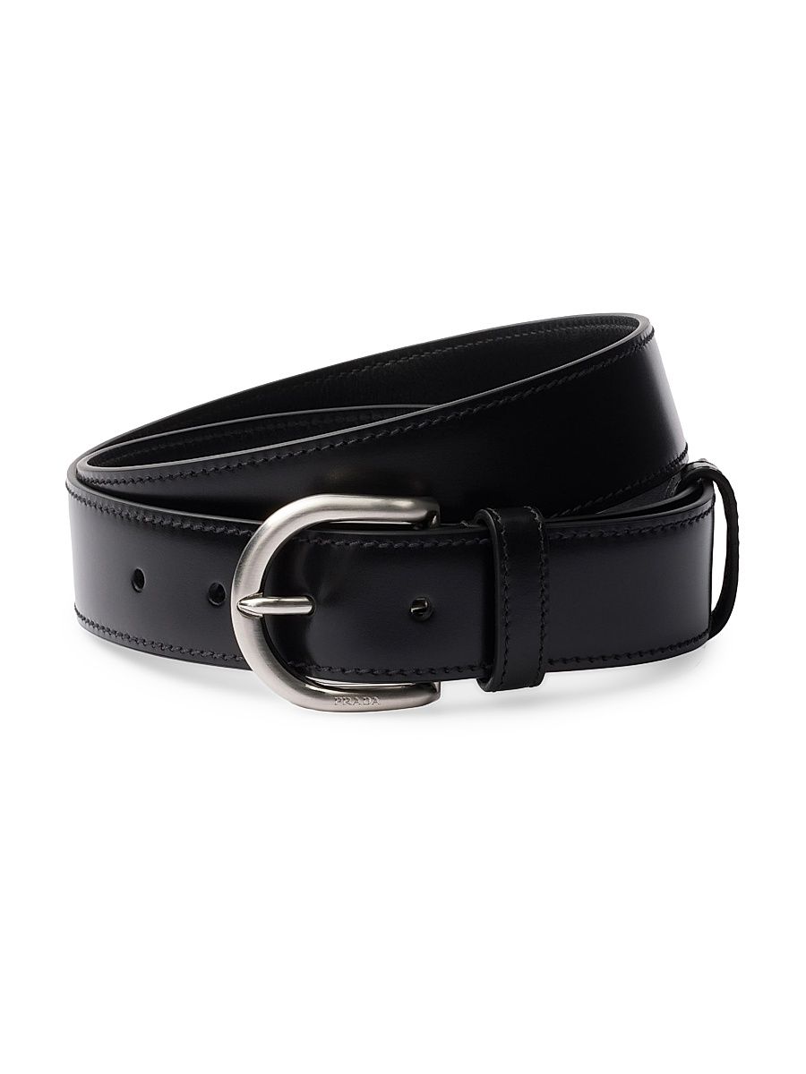 Men's Leather Belt - Black - Size 38