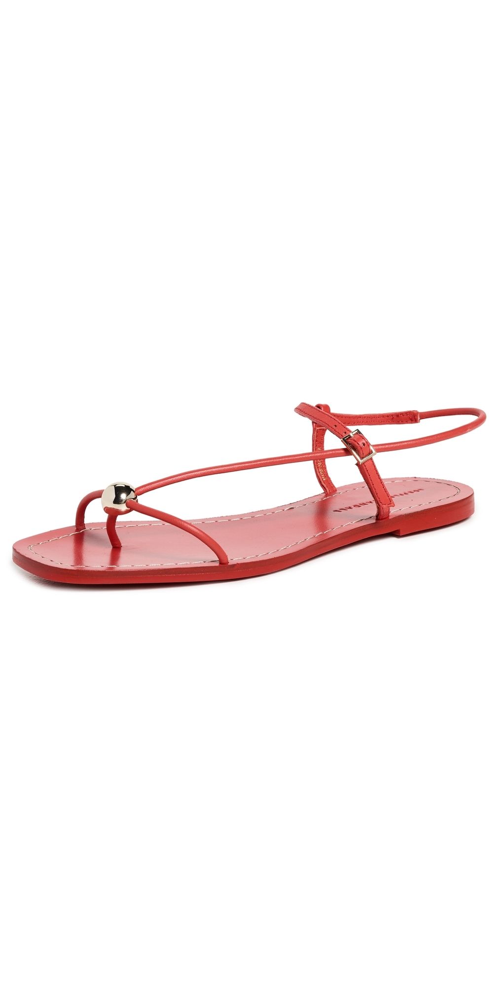 Loeffler Randall Lara Strappy Flat Sandals Red 6