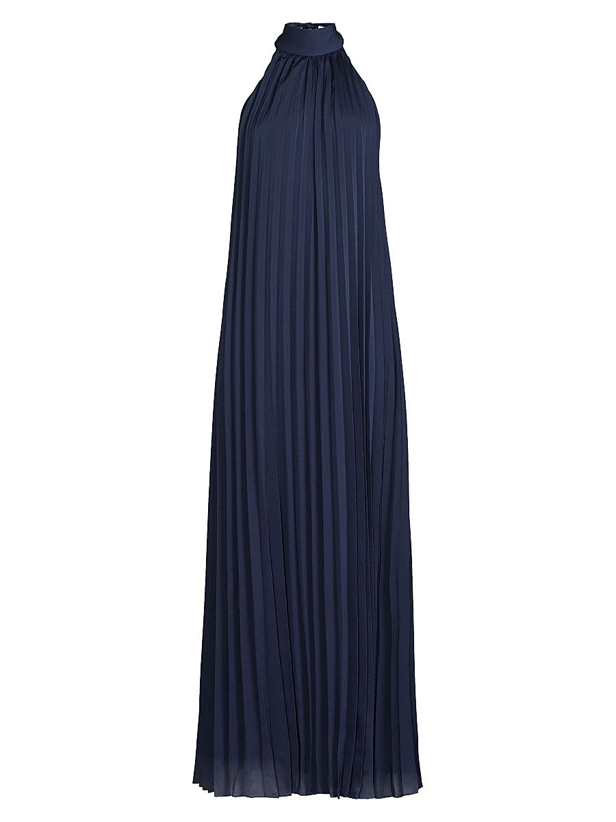 Women's Beverly Pleated Halter Maxi Dress - Midnight - Size Large