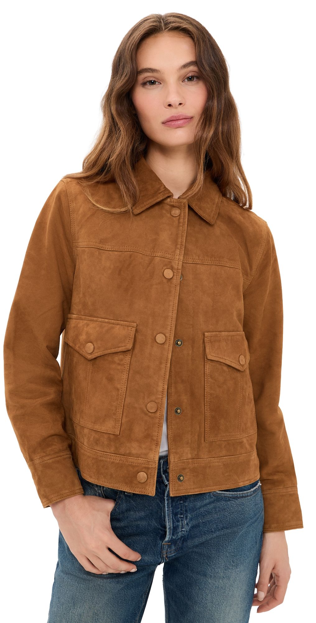 Good American The Suede Boxy Jacket Cafe Clay XL