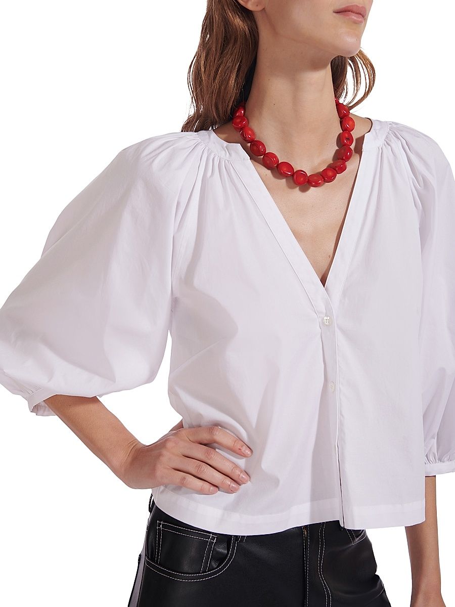 Women's Dill Poplin Top - White - Size XL