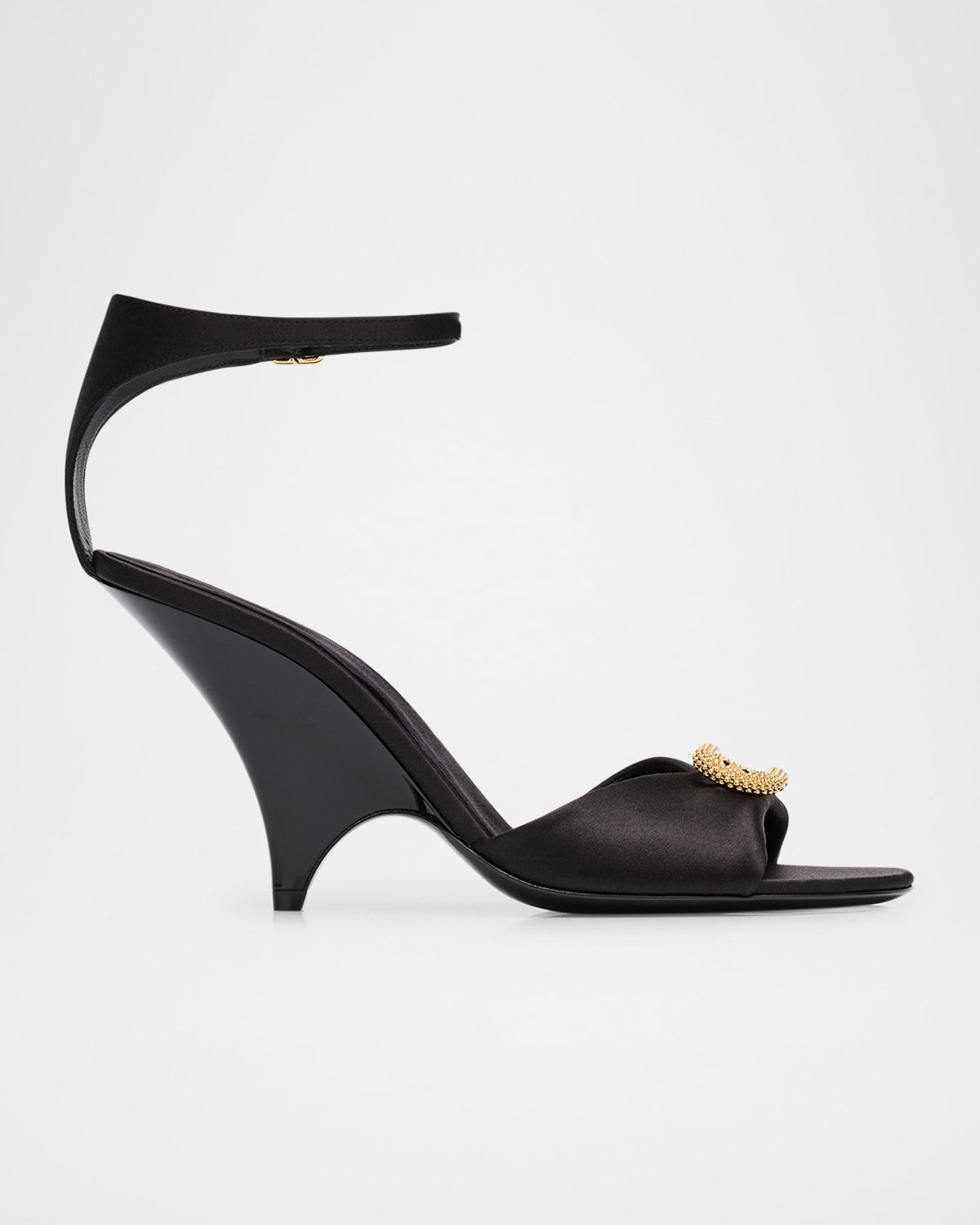 Olympia Satin Ornament Ankle-Strap Sandals