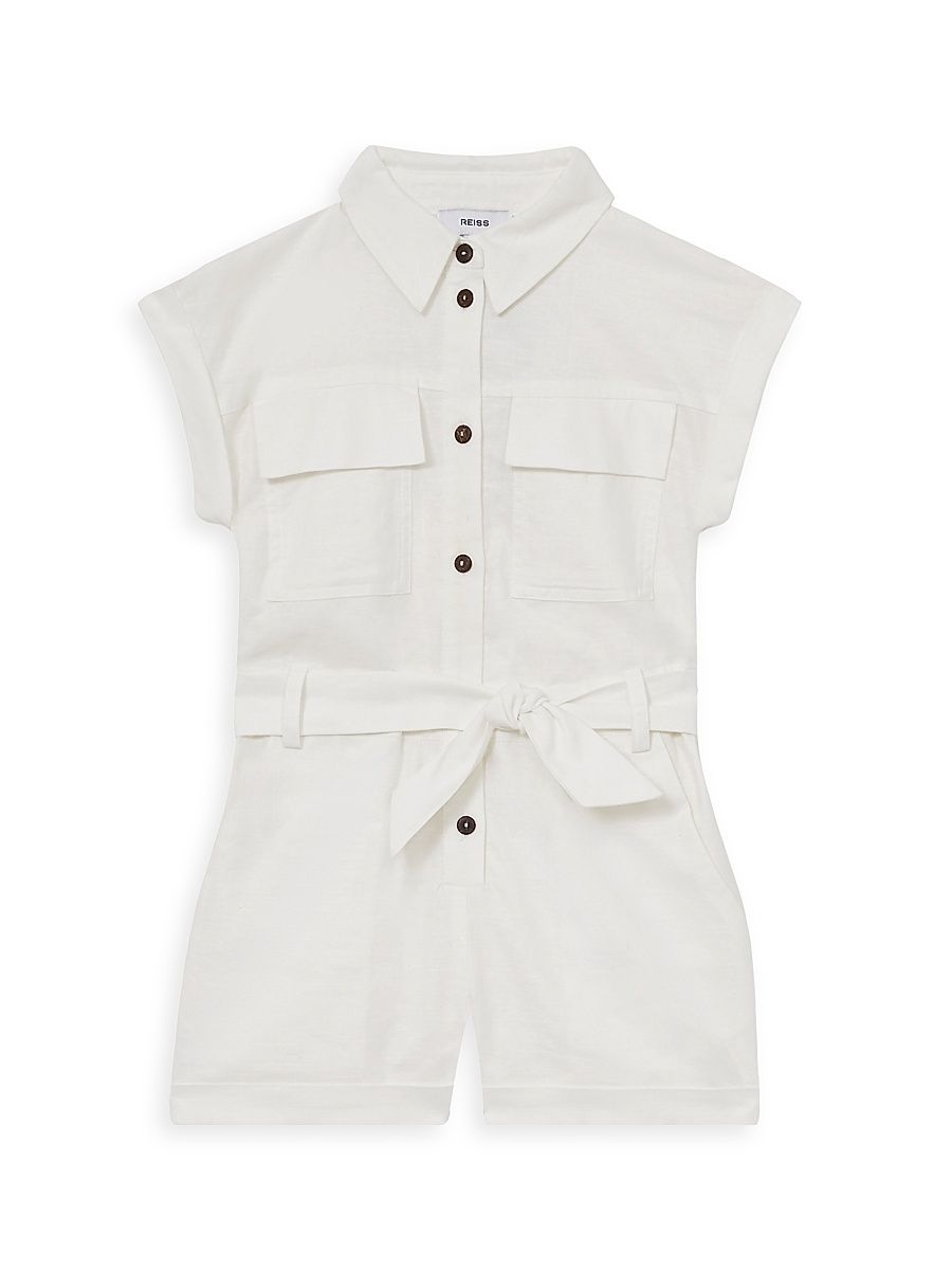 Little Girl's & Girl's Cotton-Linen Romper - Ivory - Size 4