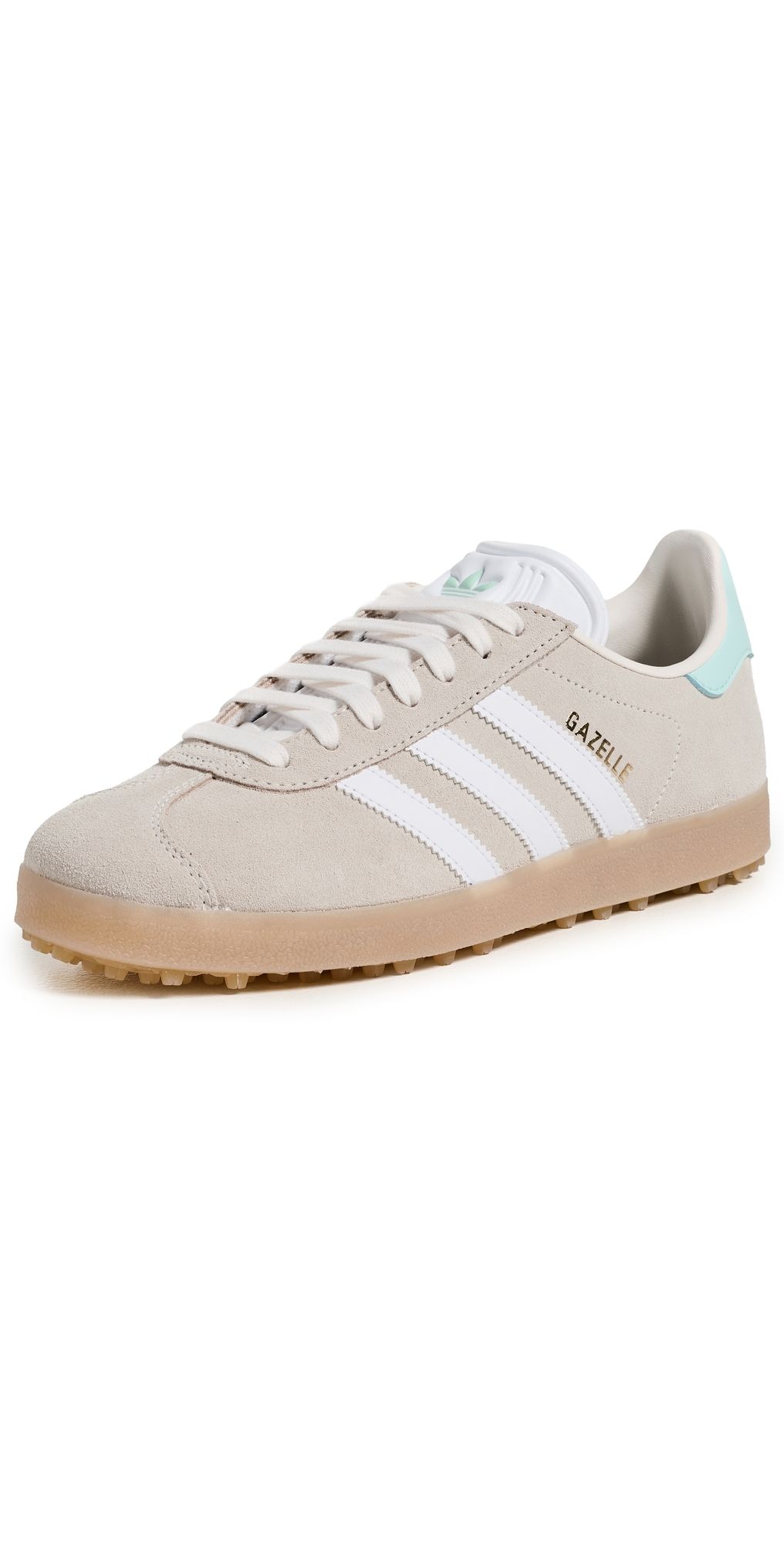 Adidas Golf Womens Gazelle Spikeless Golf Shoes Chalk White/White/Clear Mint 7.5