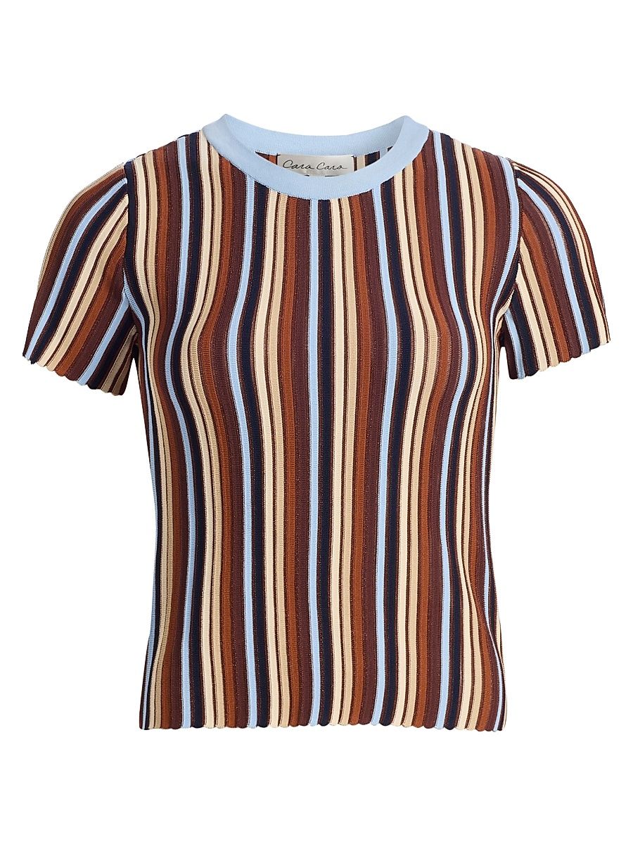 Women's Knoll Striped Short-Sleeve Top - Metalic Stripe - Size Medium