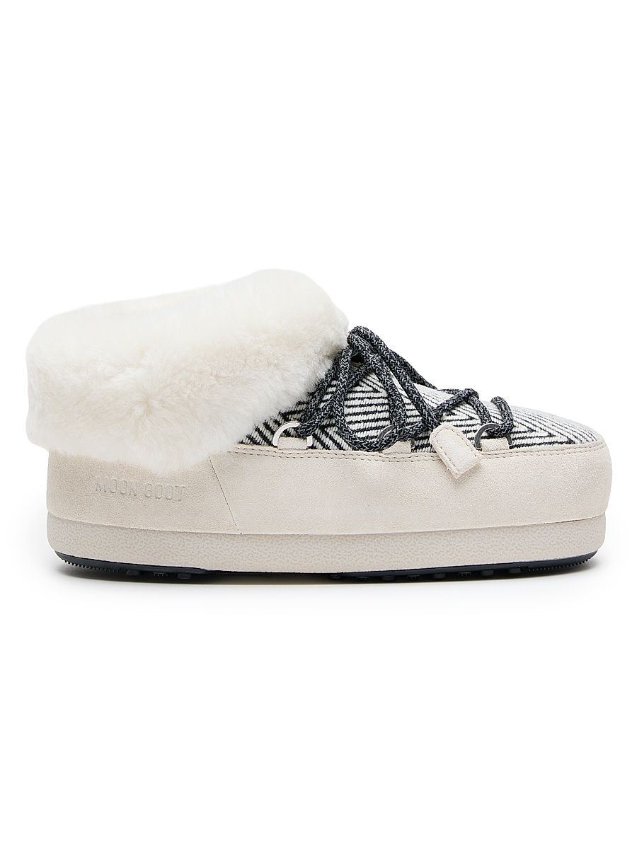 Women's MB x Guest In Residence EVX Chalet Faux-Fur-Lined Suede Mules - White Sand - Size 8.5