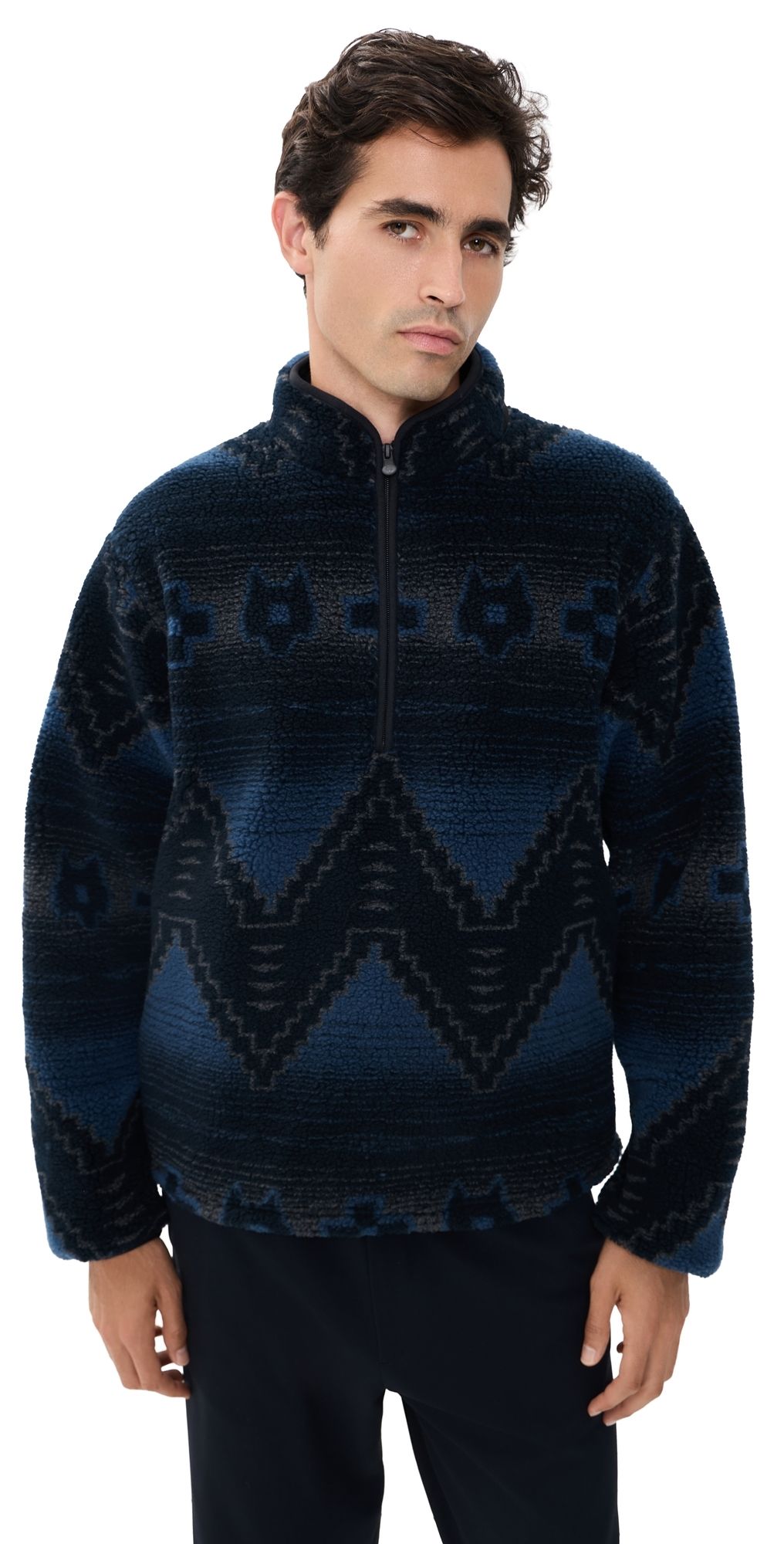 Greyson Guardian Sherpa Fleece 1/2 Zip Pullover Midnight Maltese Blue XL