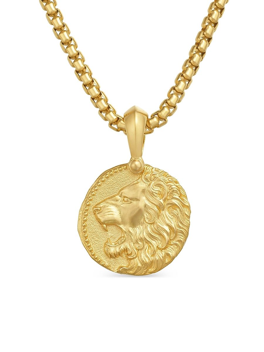 Men's Leo Amulet in 18K Yellow Gold, 27mm - Gold