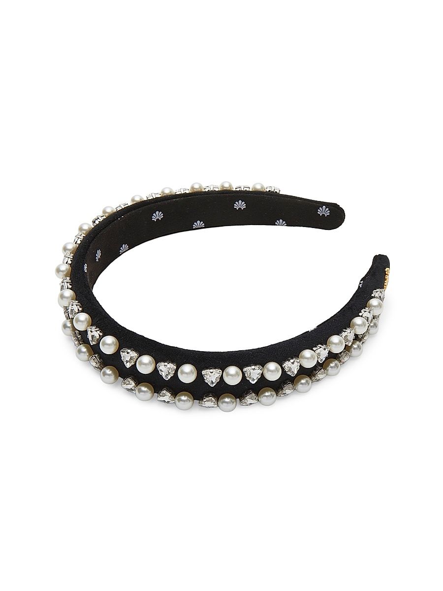 Women's Charlotte Crystal & Imitation Pearl Headband - Jet