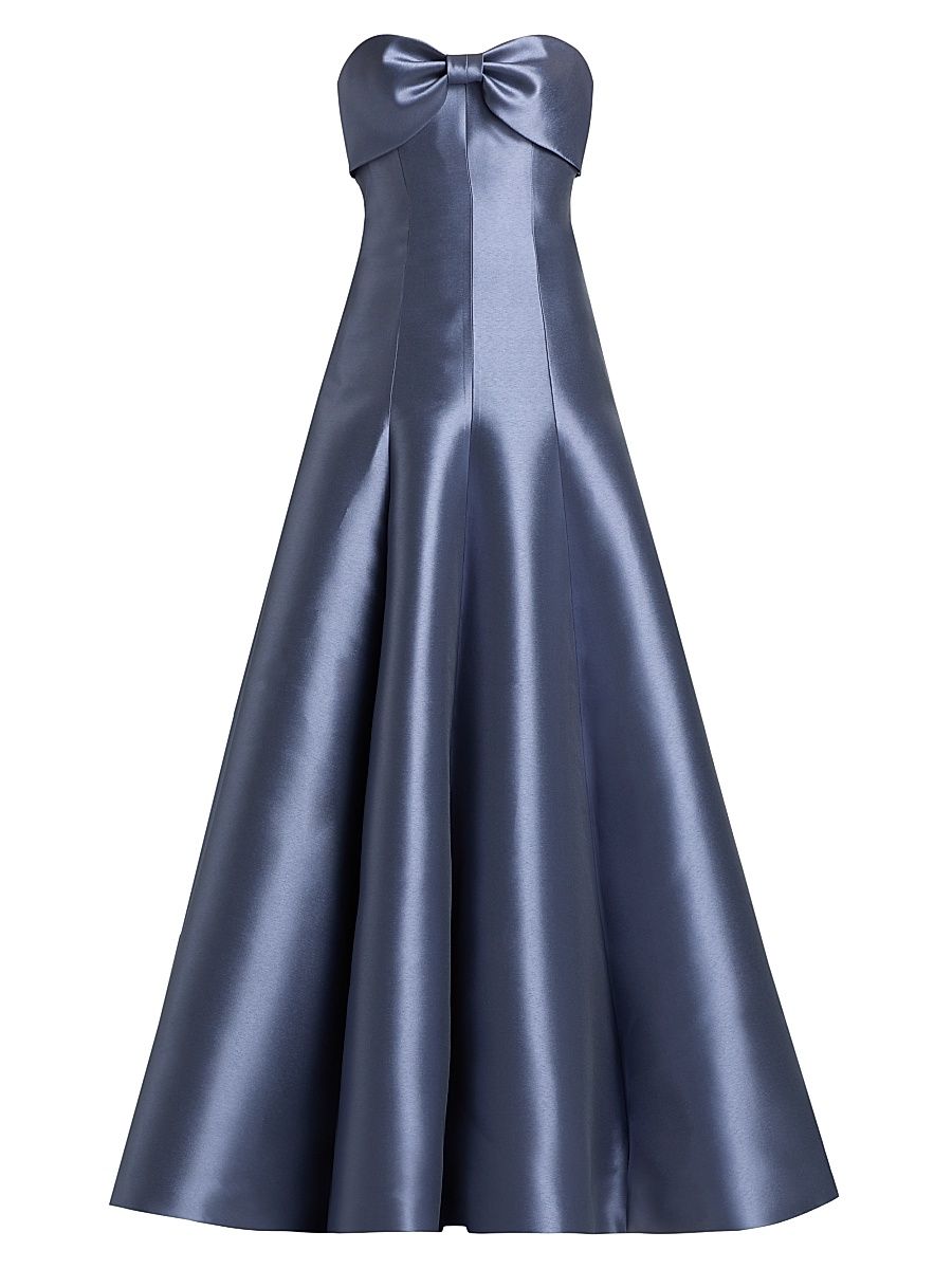 Women's Satin Strapless Gown - Slate - Size 8