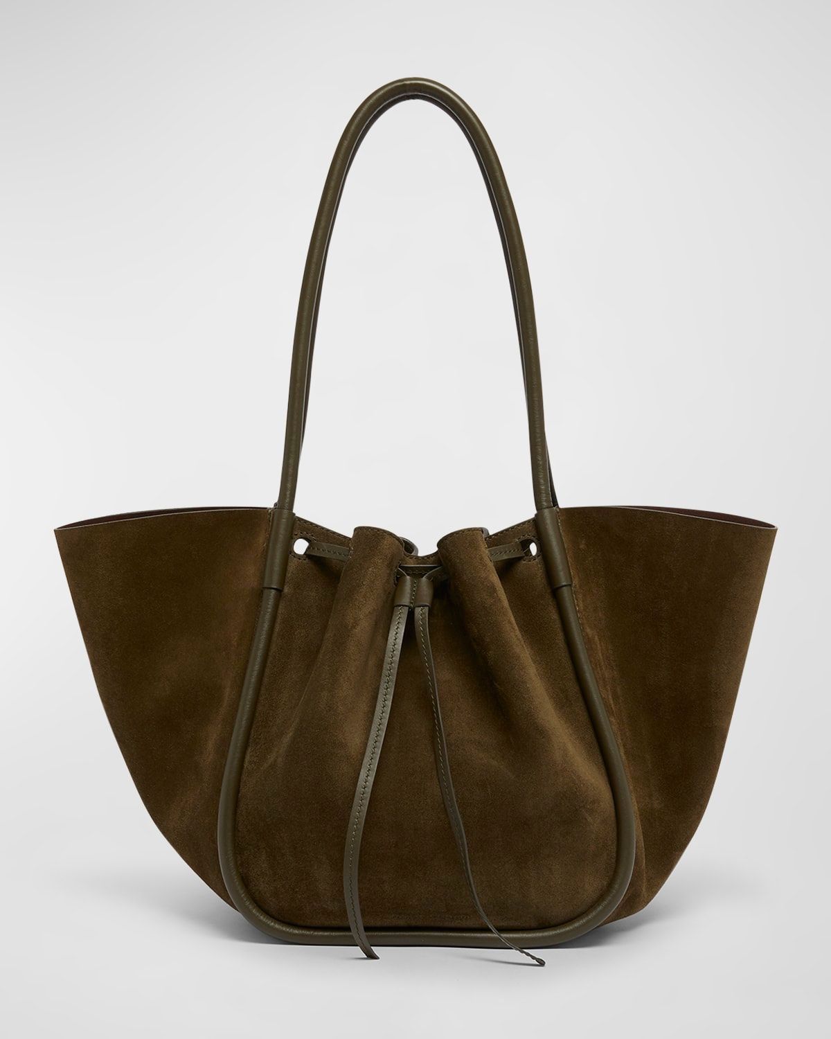 Large Drawstring Suede Tote Bag