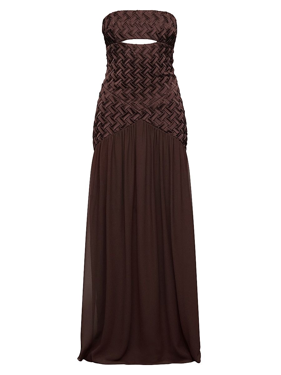 Women's Amara Woven Strapless Gown - Espresso - Size 12