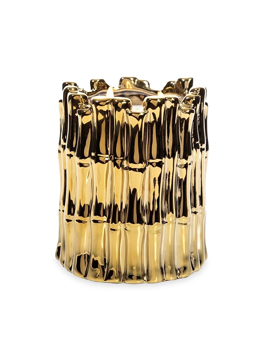 Sagano Bamboo Champagne Rose Scented Candle - Gold