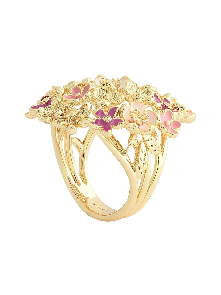 Women's Wildflowers 18K-Gold-Plated & Enamel Ring - Gold - Size 6