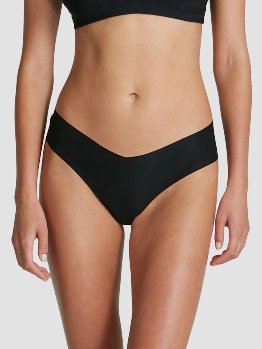 Commando Women's Invisible Rib Seamless Thong - Black