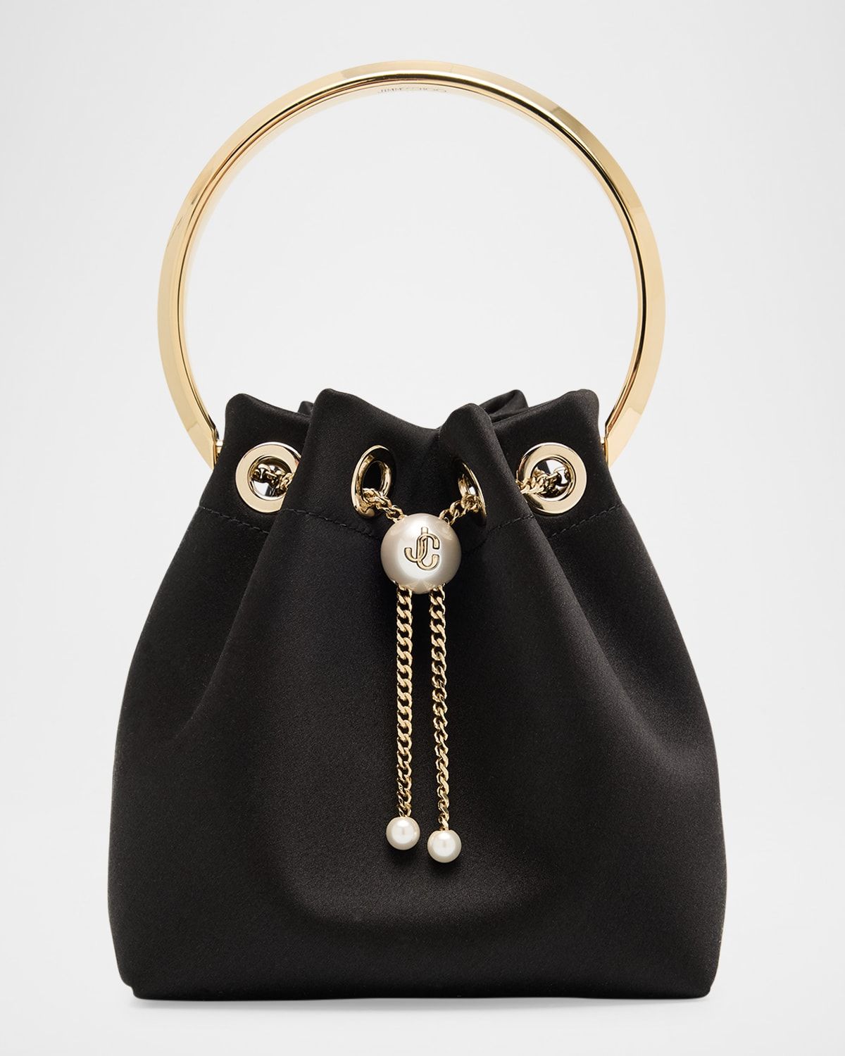 Bon Bon Satin Bucket Bag with Metal Handle