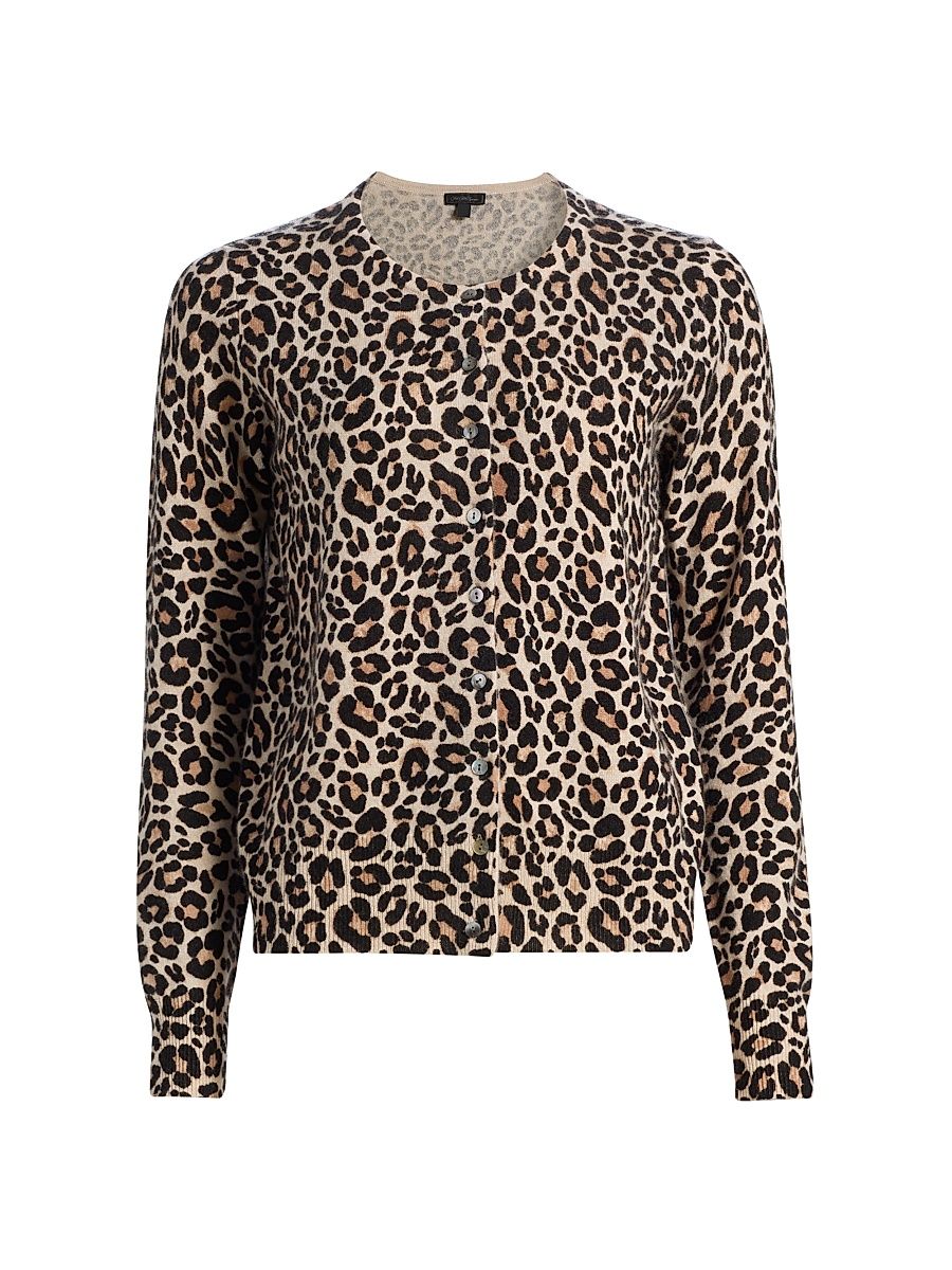 Women's Leopard-Print Cashmere Cardigan - Leopard Print - Size XL