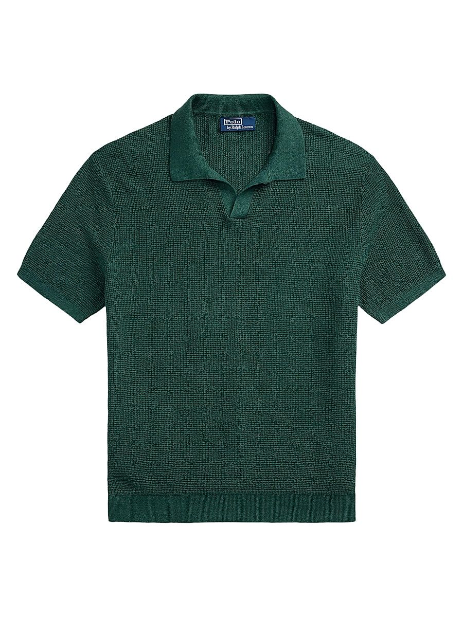Men's Mesh-Knit Linen Short-Sleeve Sweater - Classic Pine - Size XXL