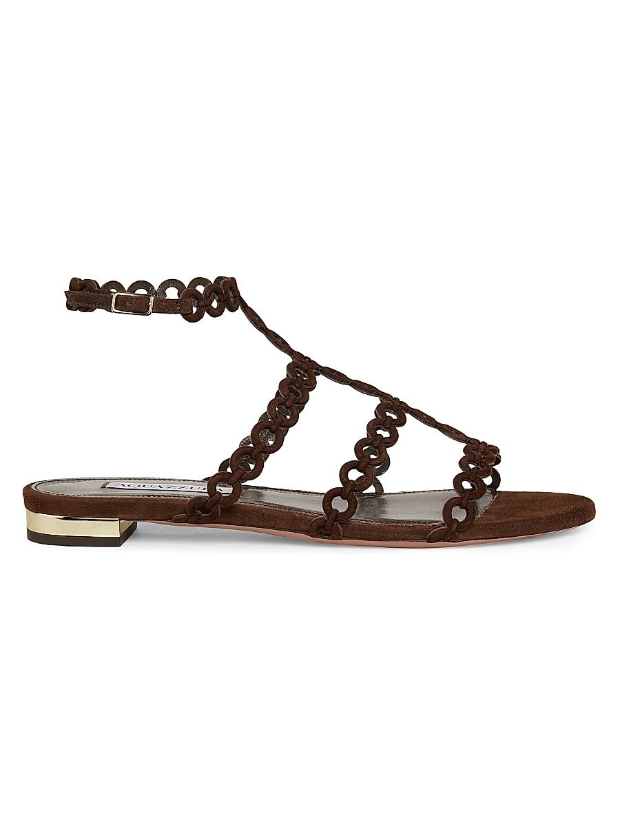 Women's Infinity Chain Suede Sandals - Espresso - Size 10