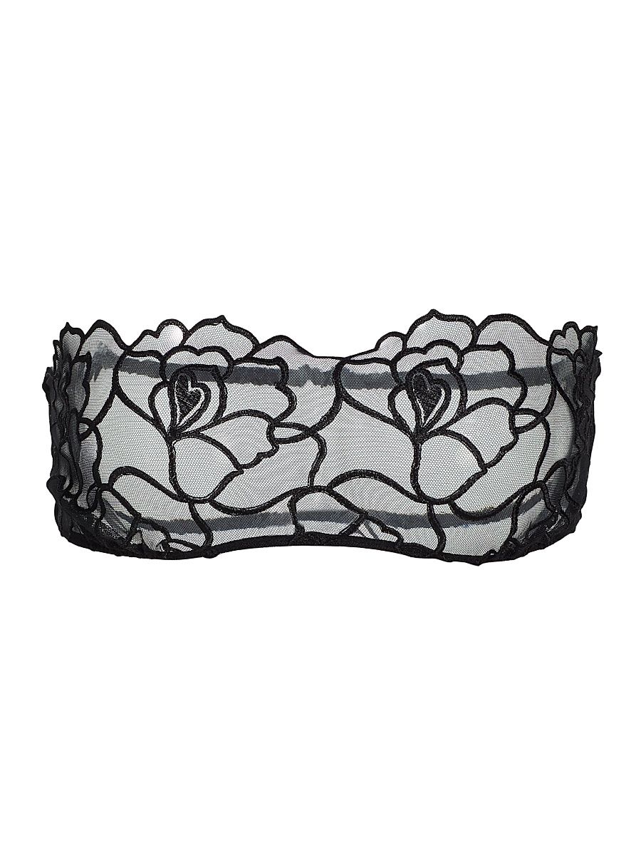 Women's Petite Chou Embroidered Bandeau - Black - Size XL