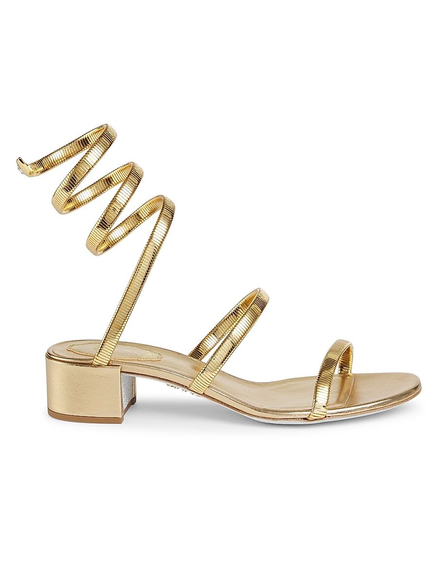 Women's 40MM Metallic Leather Wrap Sandals - Gold - Size 10
