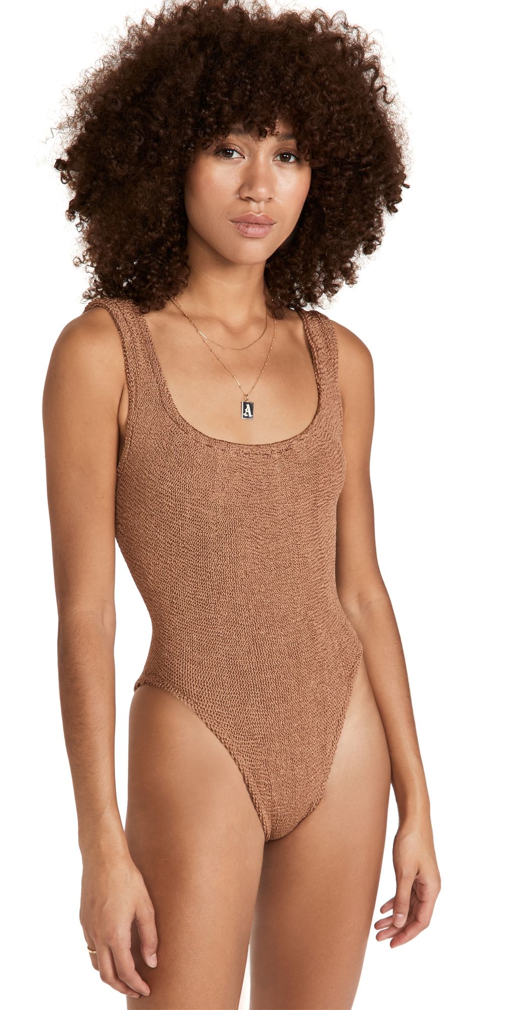Hunza G Classic Square One Piece Metallic Cocoa One Size
