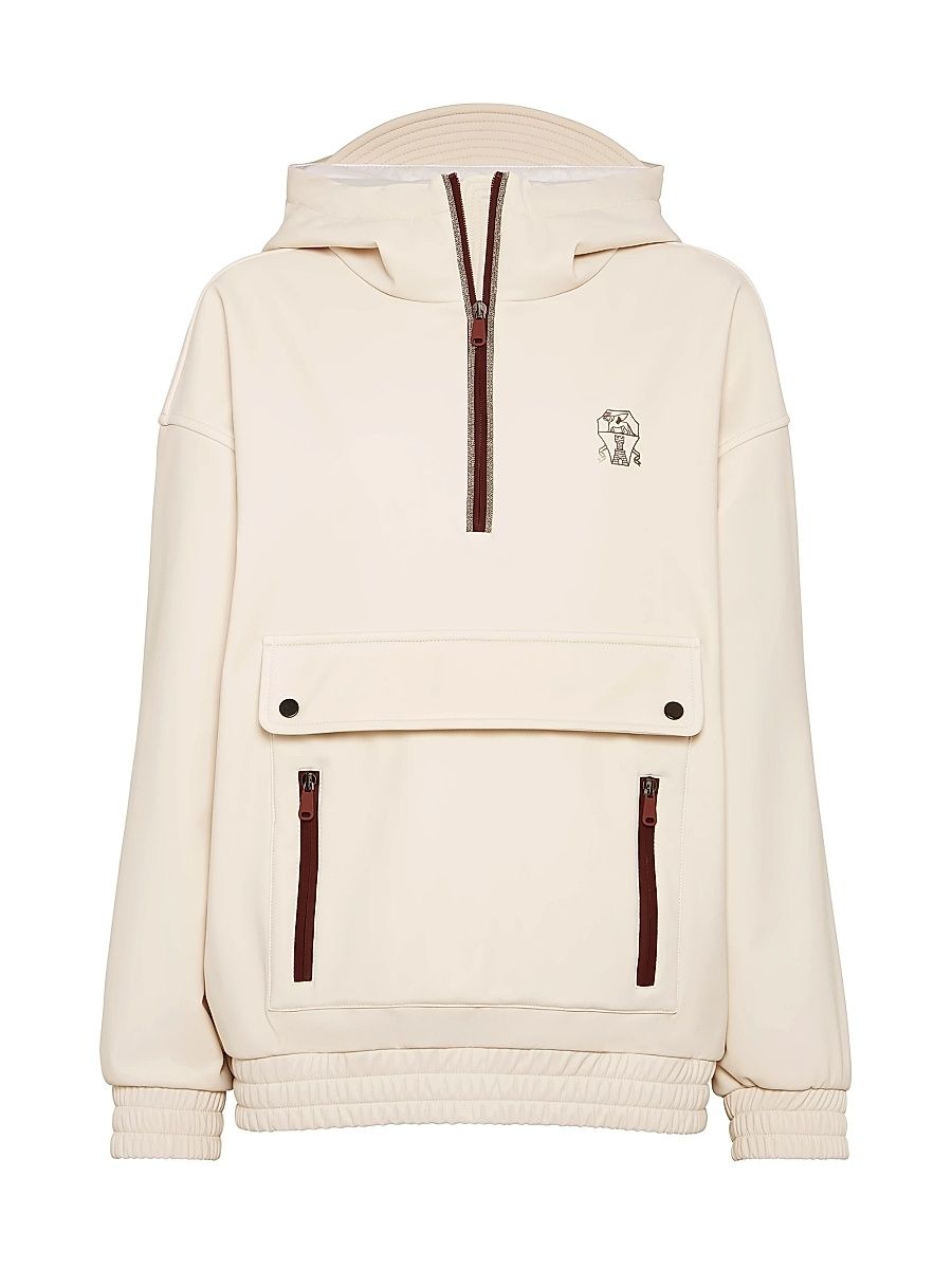 Women's Bonded Nylon Hooded Mountain Jacket with Shiny Trims - Panama - Size 10