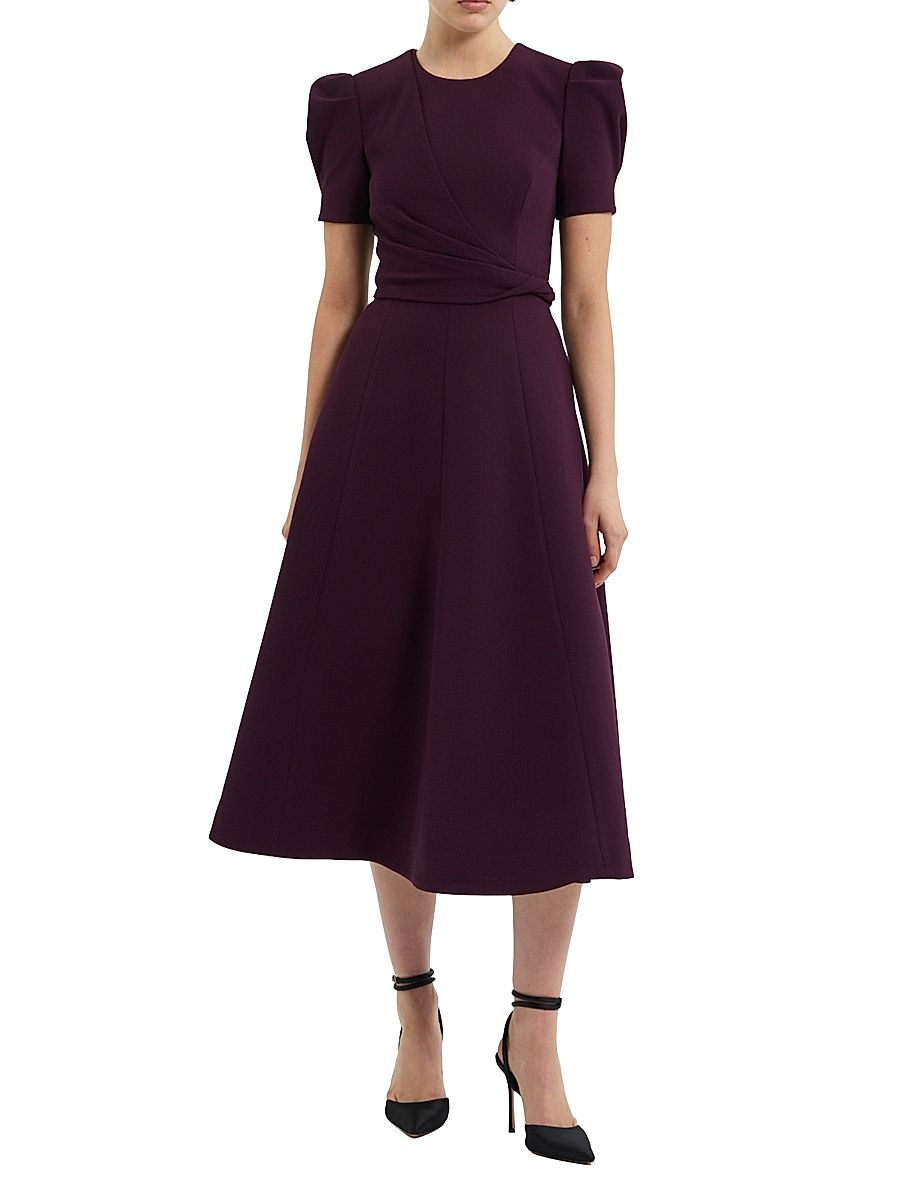 Women's Syrah Crepe Fit & Flare Midi-Dress - Blackberry - Size 8