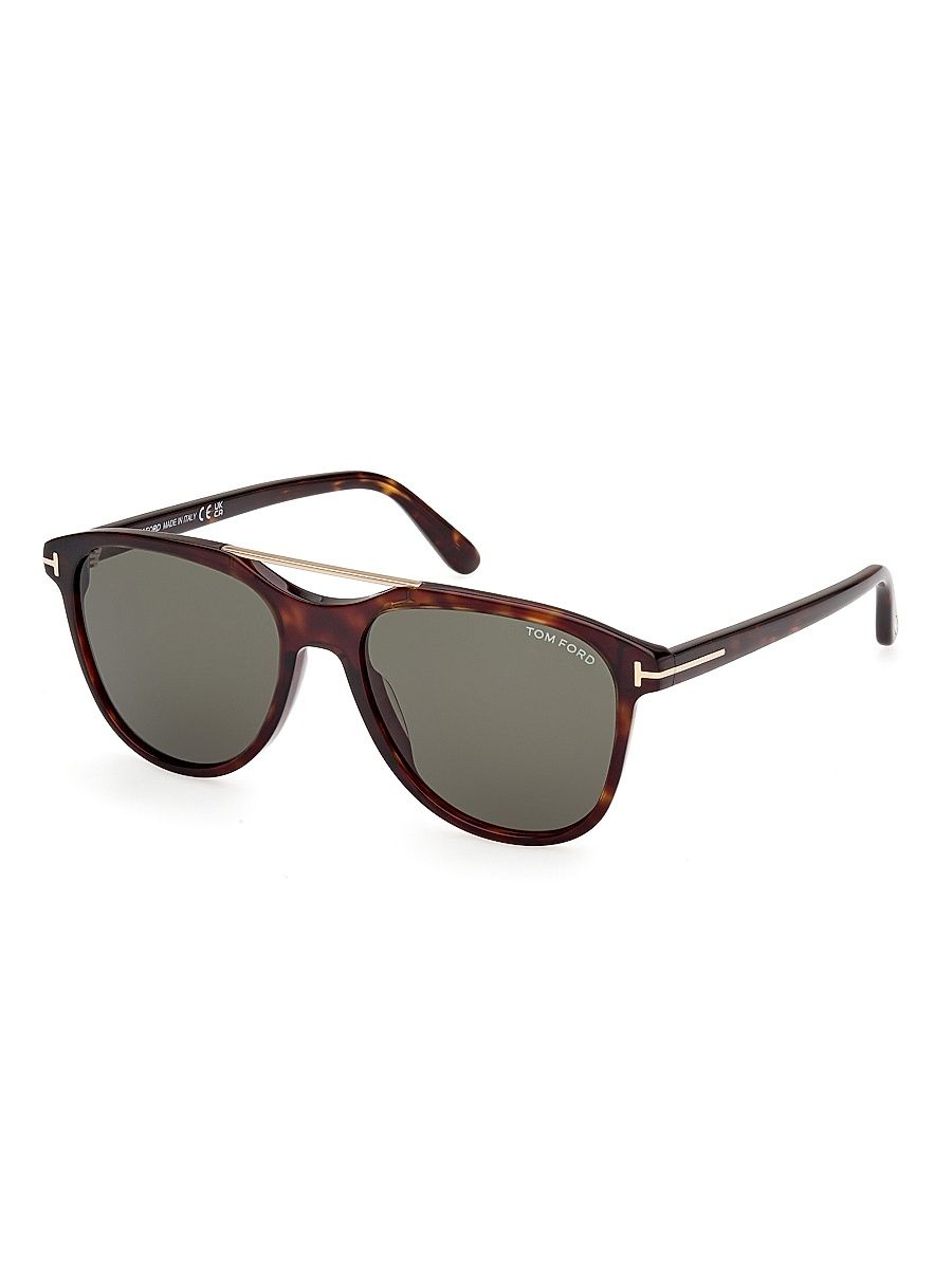 Men's Damian 54MM Pilot Sunglasses - Dark Havana Green