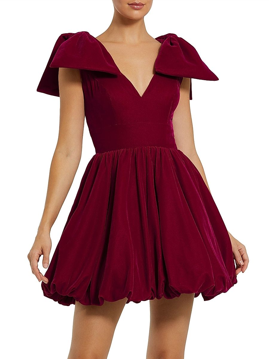 Women's Bow Shoulder Cocktail Minidress - Berry - Size 8