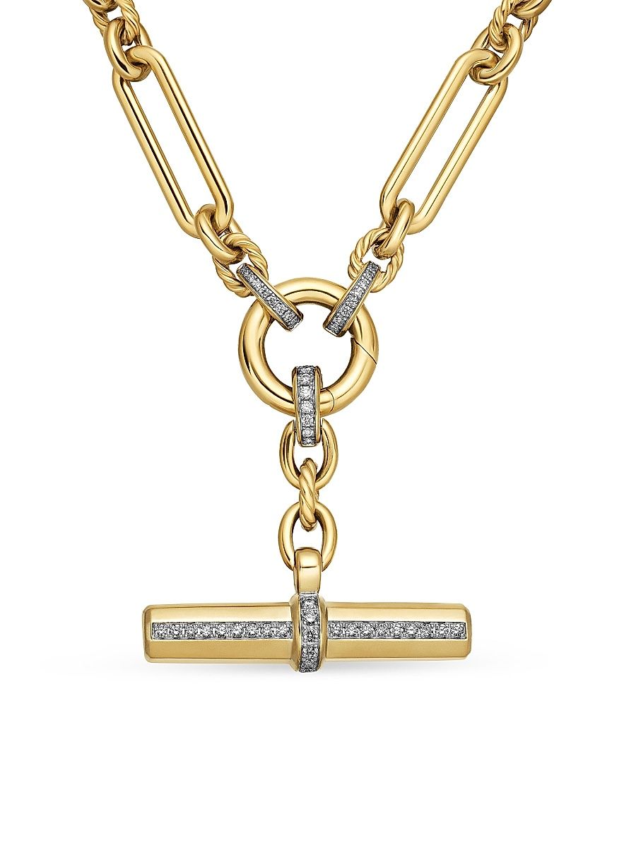 Women's Lexington E/W Chain Necklace in 18K Yellow Gold - Diamond - Size 18
