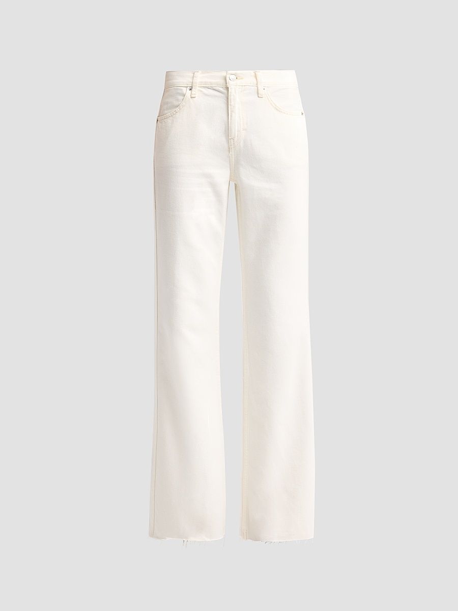 Women's The Californian Mid-Rise Wide-Leg Jeans - Crema - Size 32