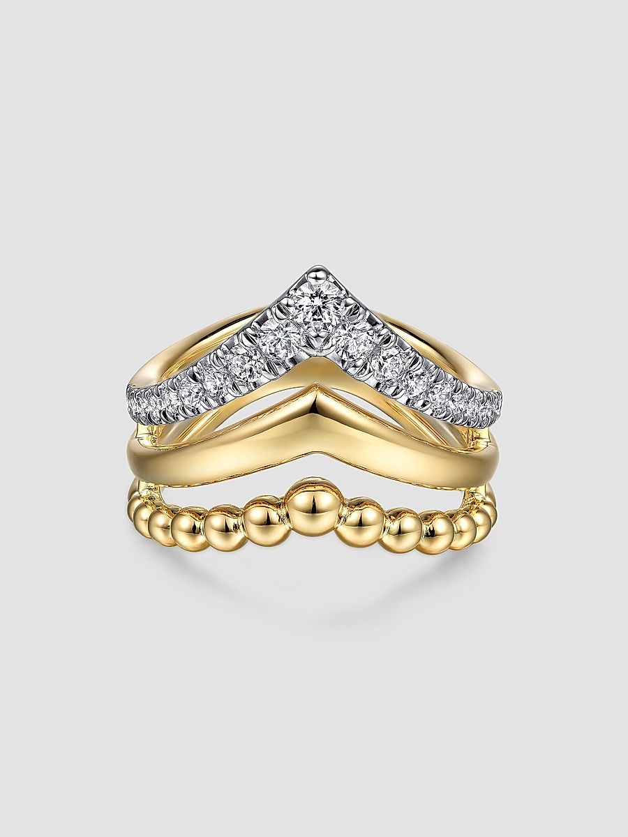 Gabriel & Co Women's Bujukan 14K Yellow Gold & 0.5 TCW Diamond Chevron Ring - Yellow Gold - Size 6.5