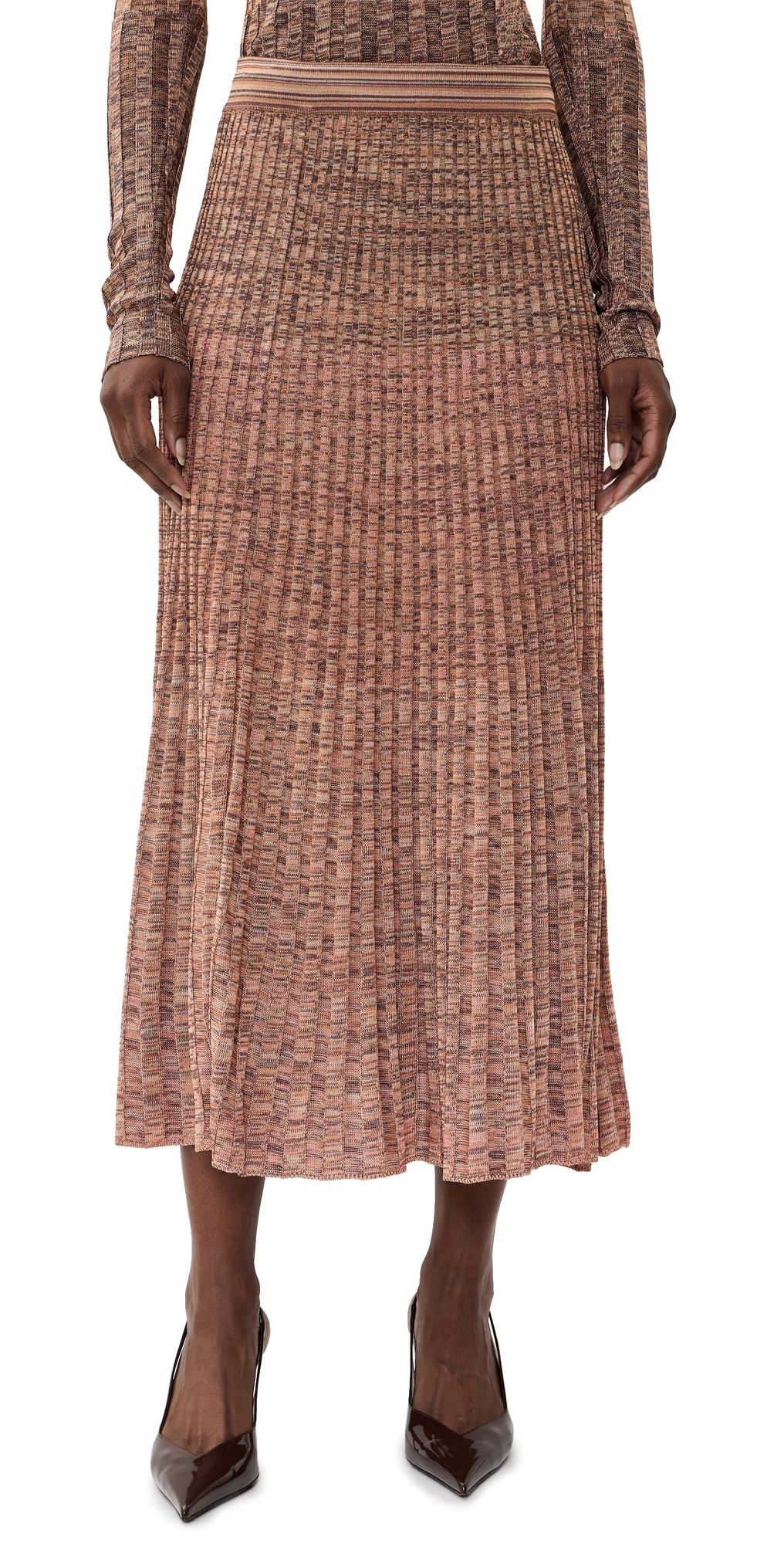 Zimmermann Mouline Rib Midi Skirt Chocolate Multi 2