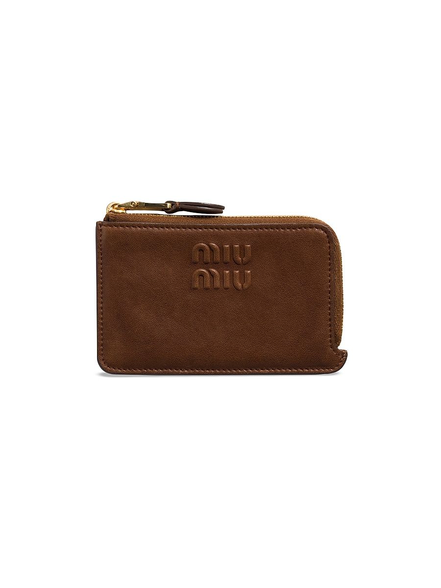 Women's Nappa Leather Envelope Card Holder - Brown