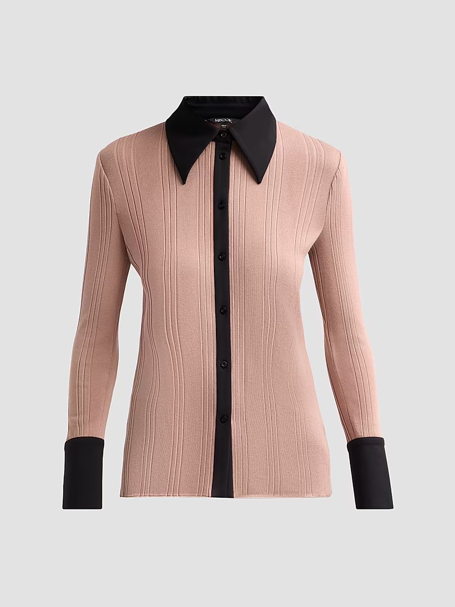 Women's Mixed Media Soft Knit Shirt - Charmeuse Black - Size XXL