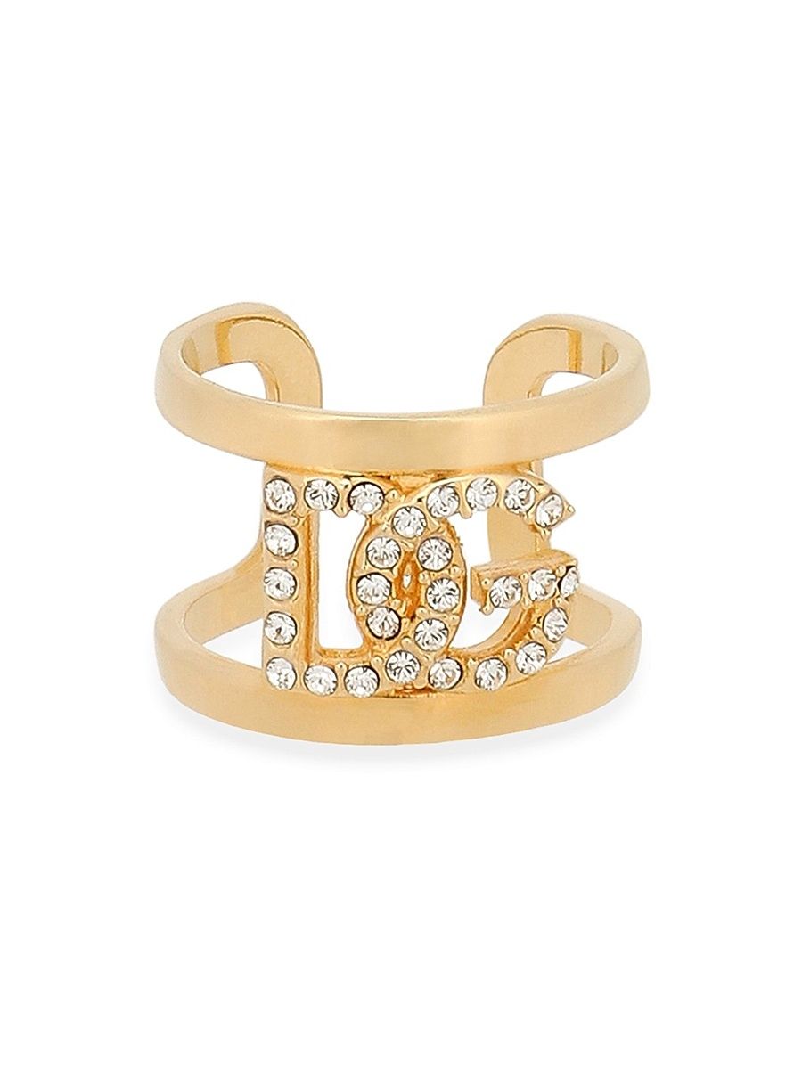 Women's Goldtone & Glass Crystal Monogram Ring - Yellow Gold - Size Medium