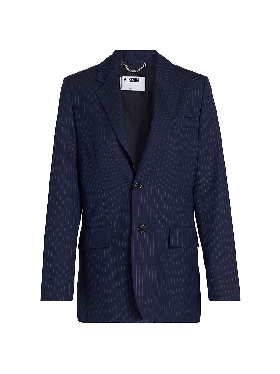 Women's Pinstripe Wool Blazer - Size 14