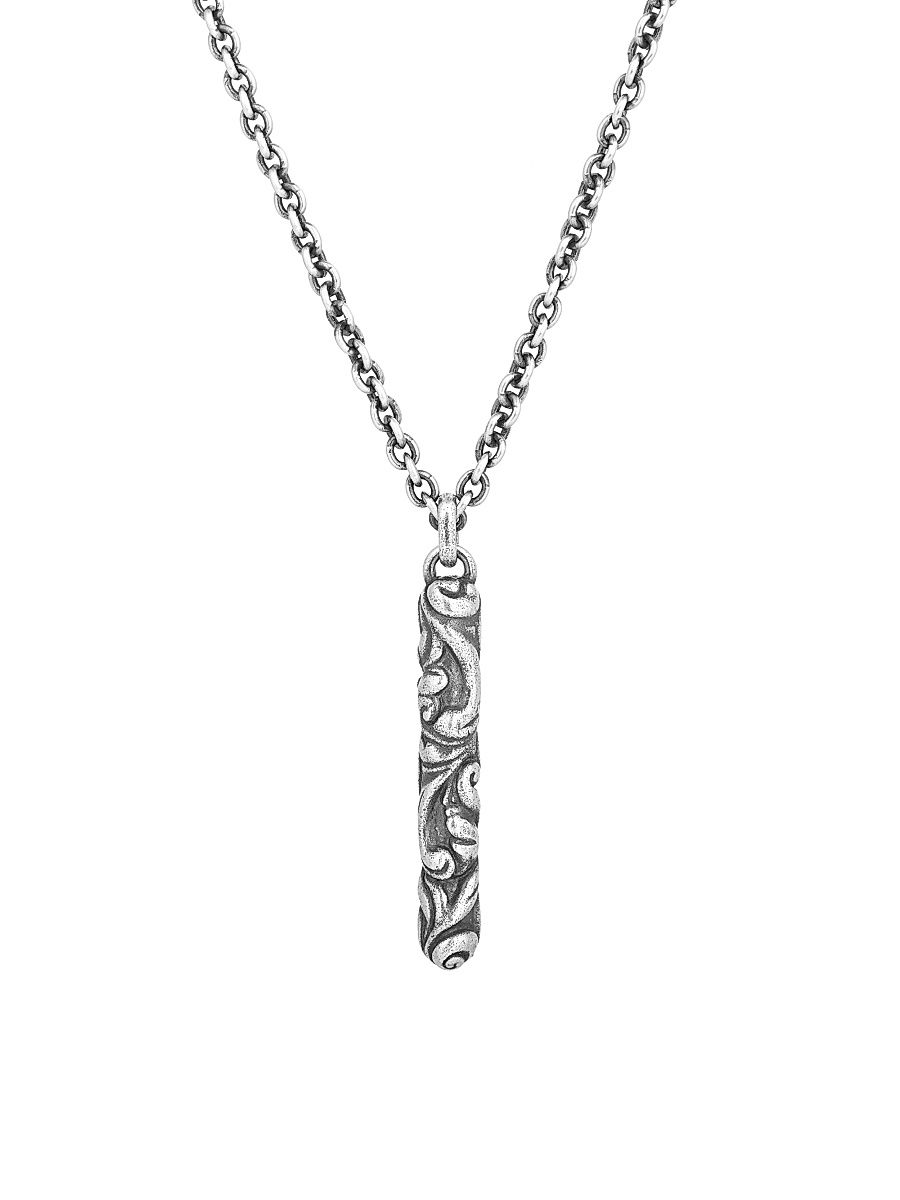 Men's Gothic Sterling Silver Pendant Necklace - Grey