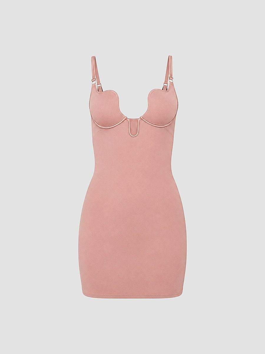 Women's Le Stretch Micro U-Plunge Mini Slip Dress - Tan - Size XS