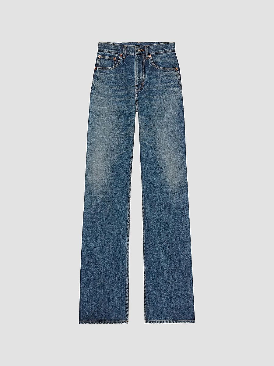 Saint Laurent Women's Clyde High-Rise Straight Jeans - August Blue - Size 26