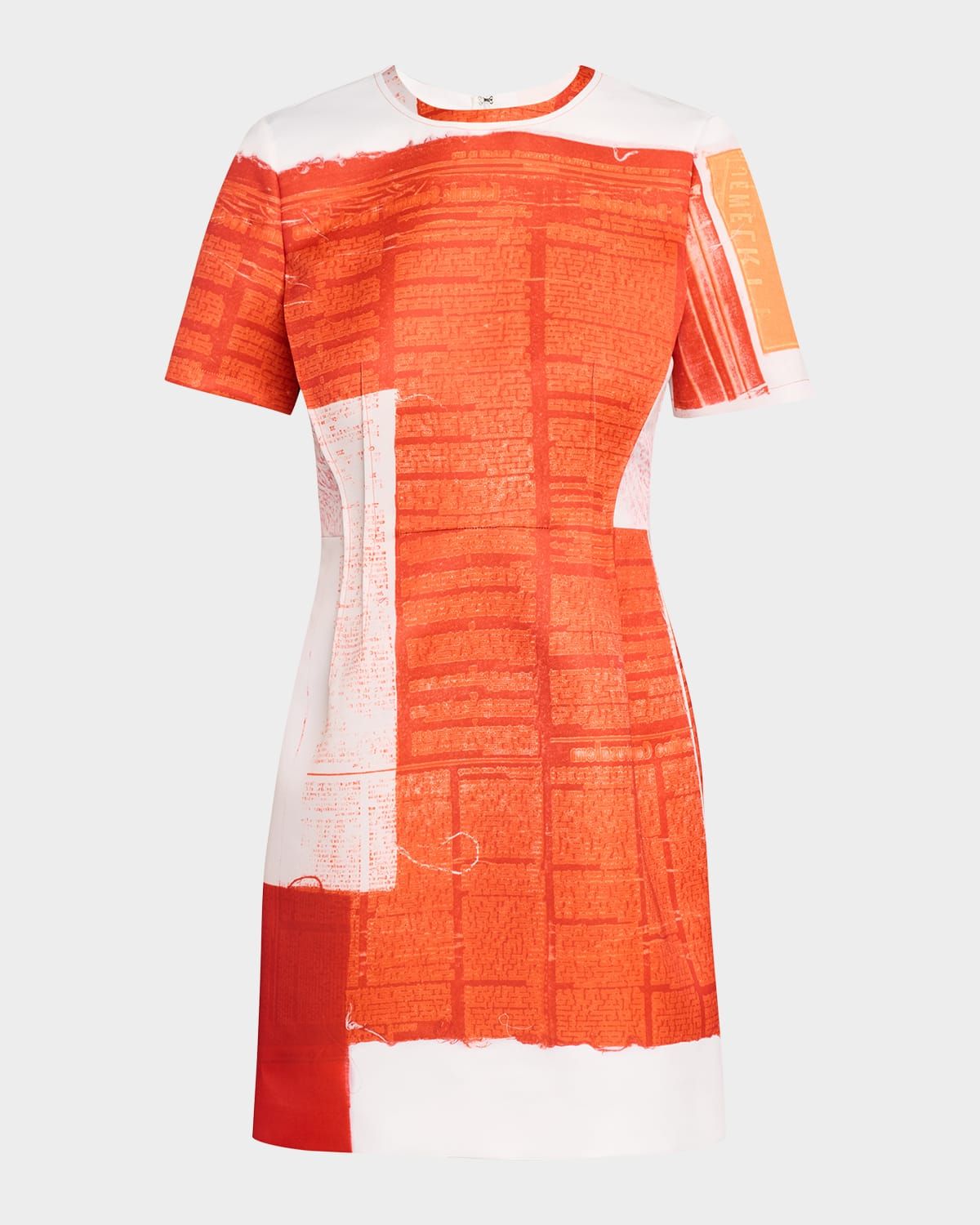 Abstract-Print Matte Duchess Satin Mini Dress