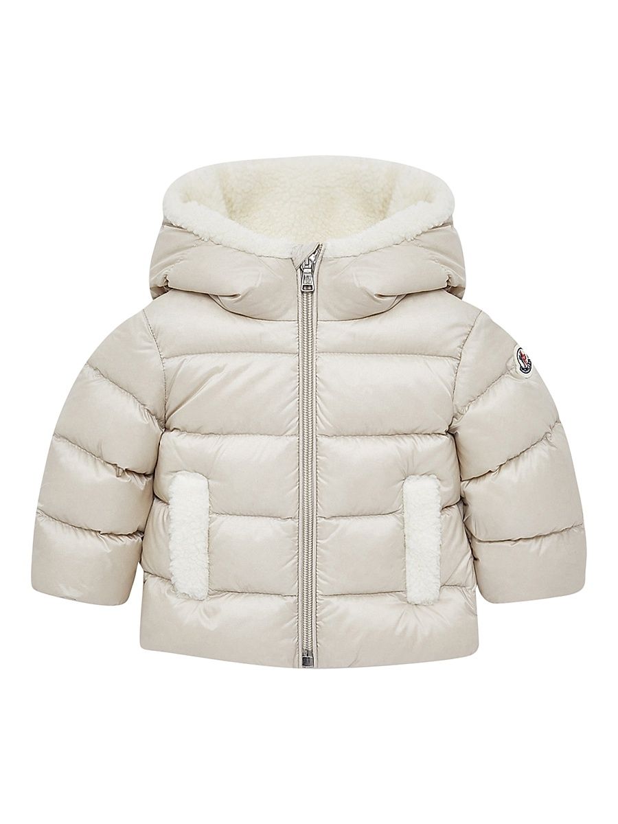 Baby's Borgan Puffer Jacket with Teddy Trim - Gray Beige - Size 18 Months